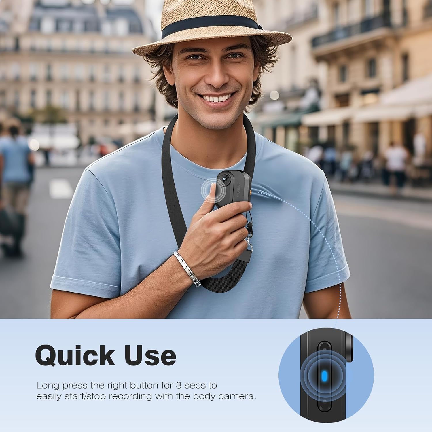 1080P FHD Mini Body Camera: 128GB Sports Action Body Cam, Thumb Size Hands-Free Wearable Pocket Camera, Portable Bodycam Camcorder for Work, Travel, Fishing, Pet Walking, Outdoor Adventures - Image 4