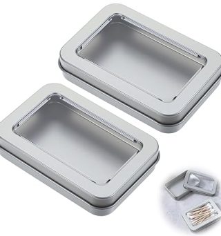 2 Pcs Cotton Swab Holder For Travel Qtips Case With Dustproof Lid Empty Metal Cotton Ball Holder Portable Small Dental Travel Floss Picks Case For Swabs Hair Ties Floss Silver