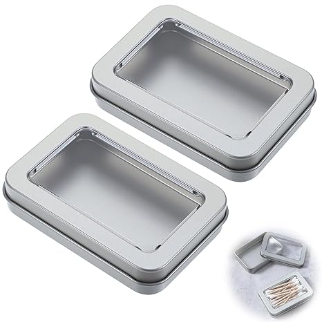 2 Pcs Cotton Swab Holder For Travel Qtips Case With Dustproof Lid Empty Metal Cotton Ball Holder Portable Small Dental Travel Floss Picks Case For Swabs Hair Ties Floss Silver